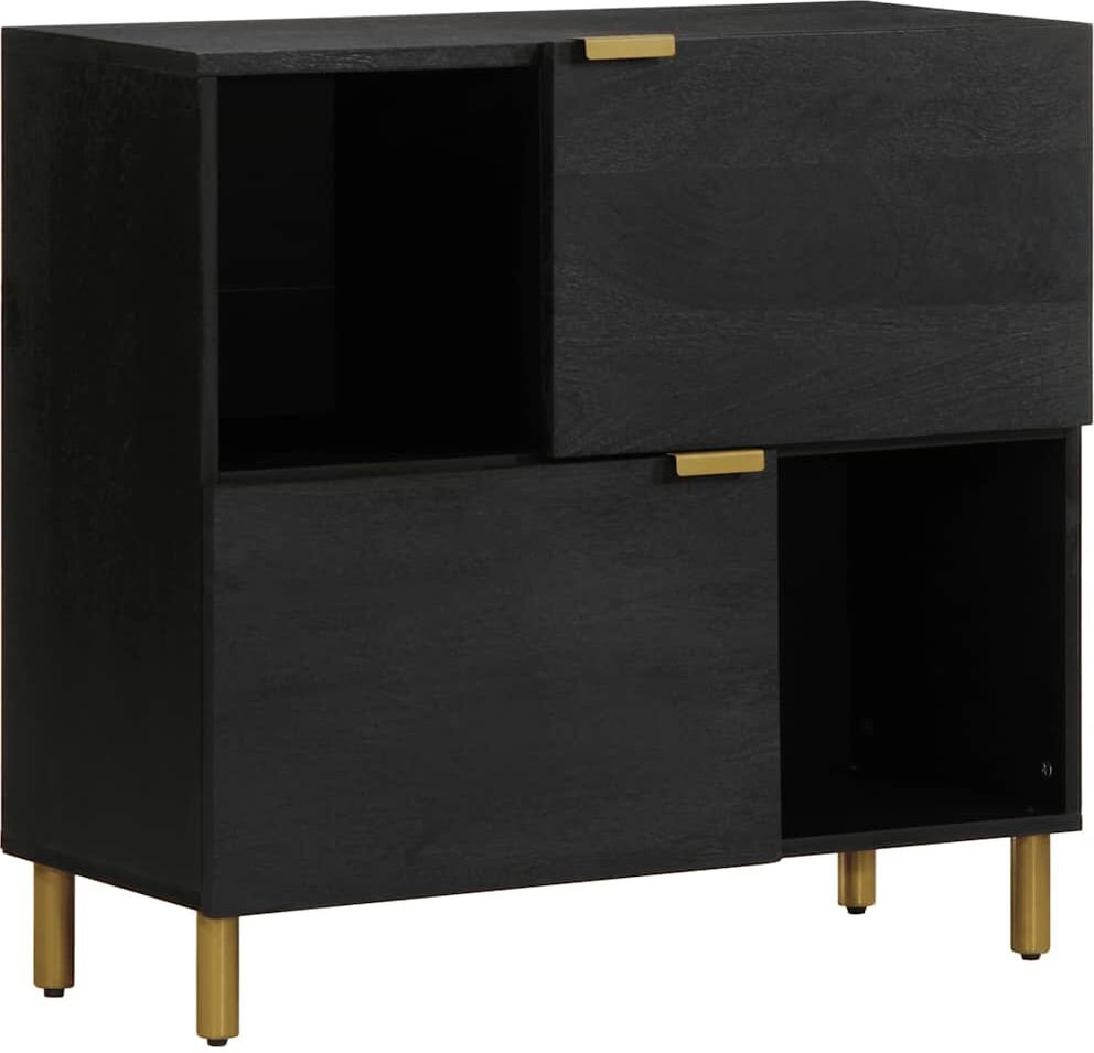 vidaXL Aparador de madera de ingeniería negro 80x33x75 cm Negro