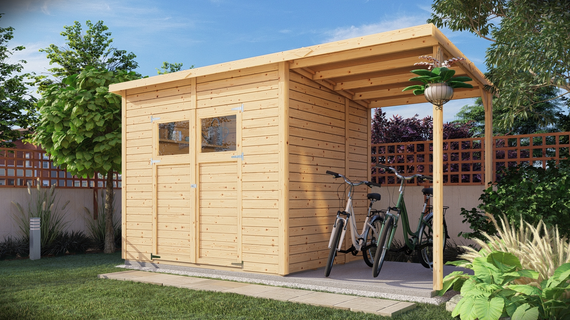 Alpholz Gerätehaus Mollie Plus 395x199cm mit 14mm Wandstärke inkl. Fußboden