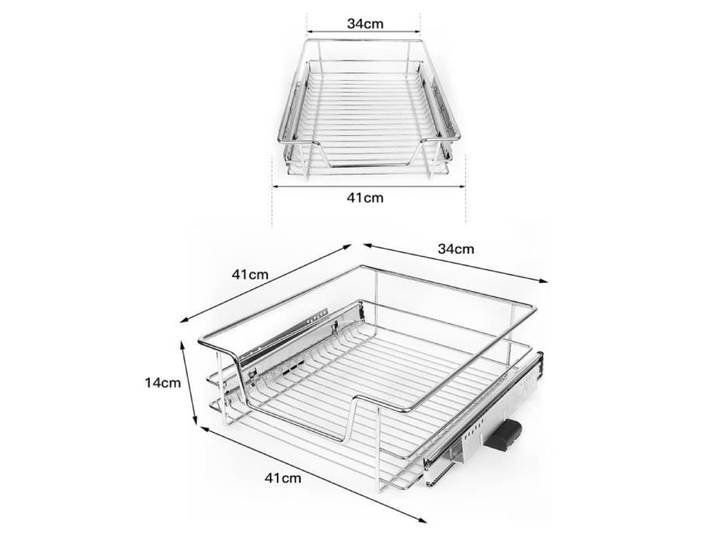 Tiroir télescopique de 41cm - JEOBEST - Lot de 2 rangements pour armoires meubles