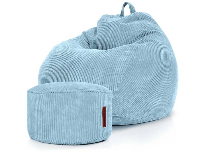 Scoop Sitzsack in Cord-Optik mit Sitzhocker - Hellblau