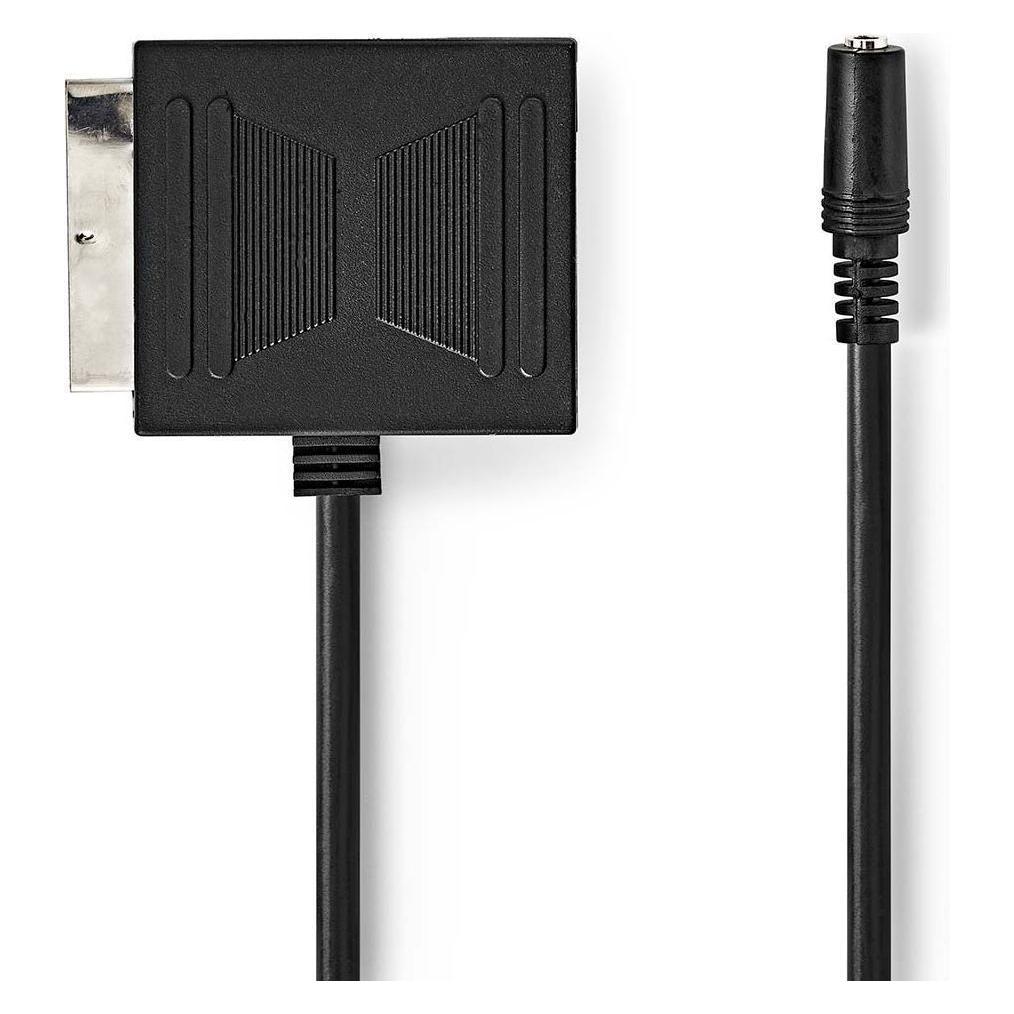 Nedis SCART-Kabel | SCART Stecker | SCART Buchse / 3.5 mm Buchse | Vernickelt | 480p | 0.20 m | Rund (0.20 m) (CVGB31930BK02)