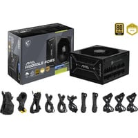 MAG A1000GLS PCIE5, PC-Netzteil schwarz, 1x 12VHPWR, 4x PCIe, Kabelmanagement, 1000 Watt