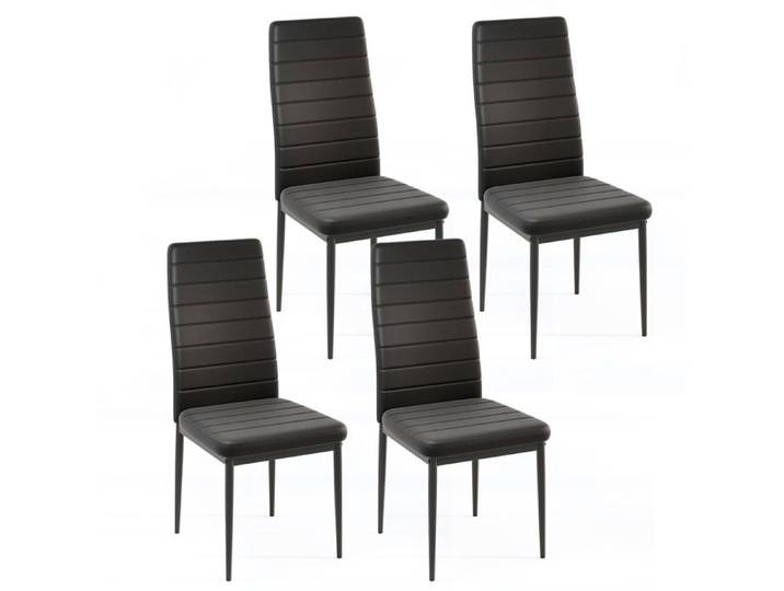 COSTWAY Lot de 4 Chaises de Salle à Manger - Sans Accoudoirs - Dossier Surélevé - Siège Rembourré - Cuir Synthétique - Cuisine