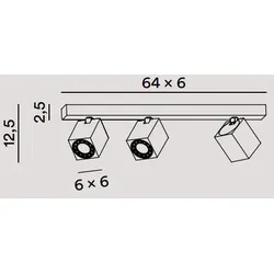 ODDY verstellbare schwarze quadratische LED-Wandleuchte 3xGu10 Perenz