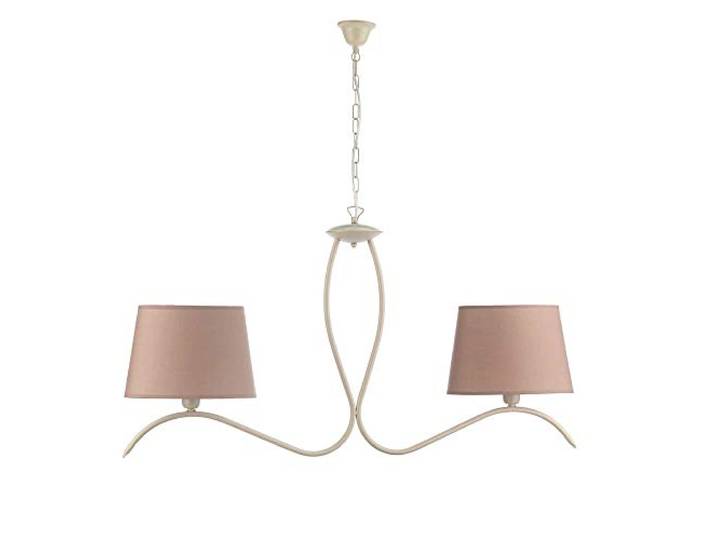 ONLI Lustre 2 lumières en métal ivoire et abat-jour ovales en tissu couleur taupe