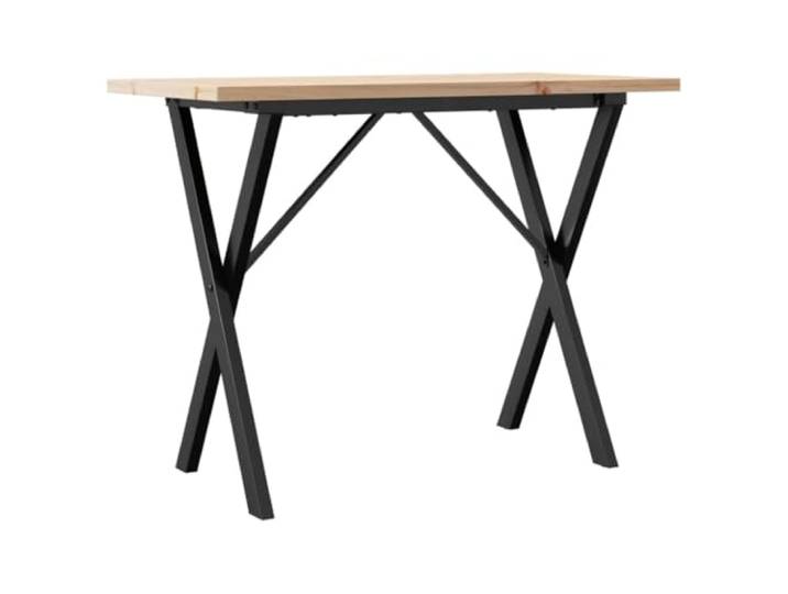 HAQWRDQSG Esstisch Massivholz Kiefer 100x50 cm Küchentisch X-Gestell Kompakter Holz-Esstisch für Esszimmer und Küche mit schwarzem X-Stahlgestell für gemütliche Mahlzeiten.