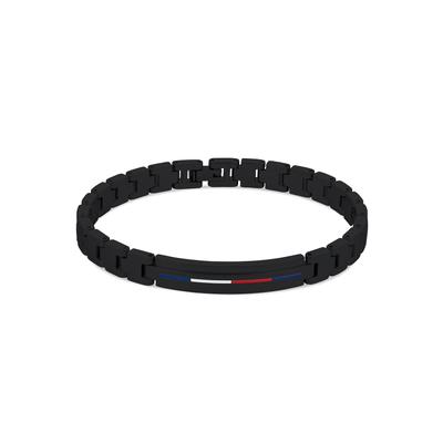 Armband TOMMY HILFIGER "Schmuck Edelstahl Armschmuck Gliederkette DRESSED", bunt (schwarz, weiß, blau, rot), Armbänder, Herren, 20,5cm, Edelstahl, Armband