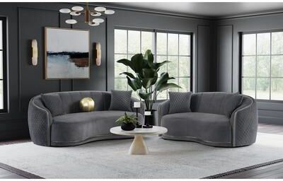 Coaster Brookside 2-piece Velvet Upholstered Sofa Set Dark Grey