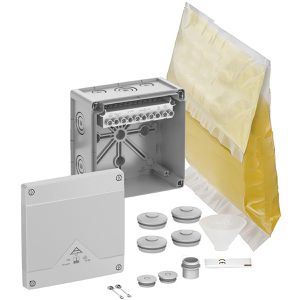 Spelsberg Abzweigdose Abox Pro XT-10², wasserdicht IP68, 152 x 152 mm, Kunststoff, mit Kabelklemmen & Gießharz, Aufputz