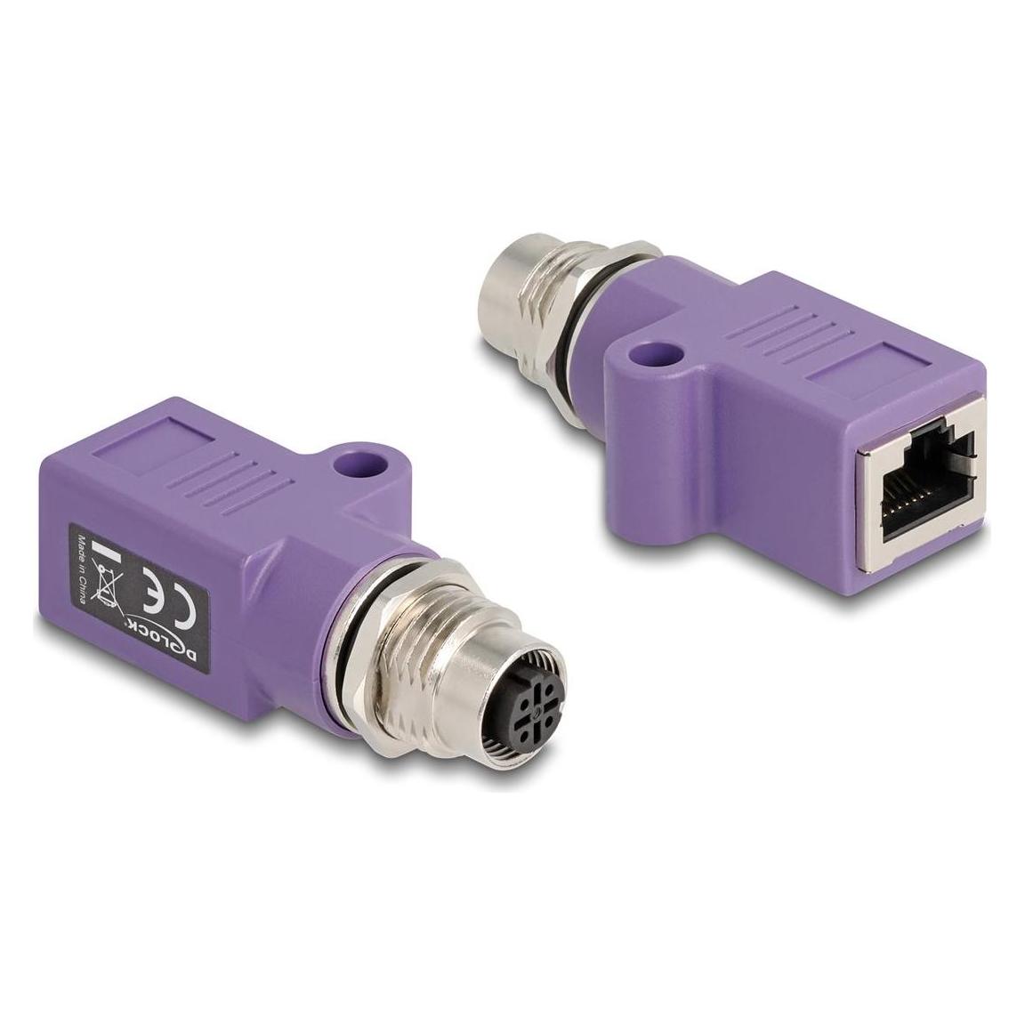 Delock M12 Adapter D-kodiert 4 Pin Buchse zu RJ45 Buchse Cat (60678)