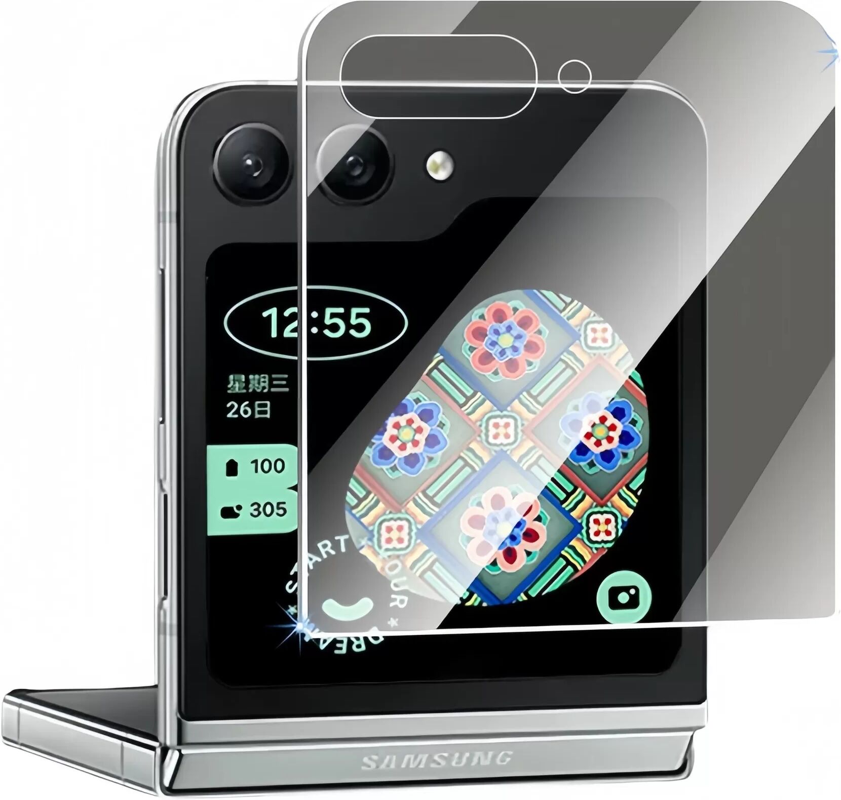 INF Protection d'écran en verre trempé [Confidentialité] pour Samsung Galaxy Z Flip6 (Couverture complète)