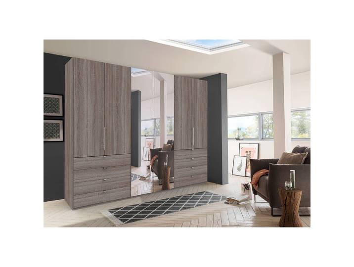 Armoire à portes pliantes V 236cm Marron/Gris/Imitation chêne truffier
