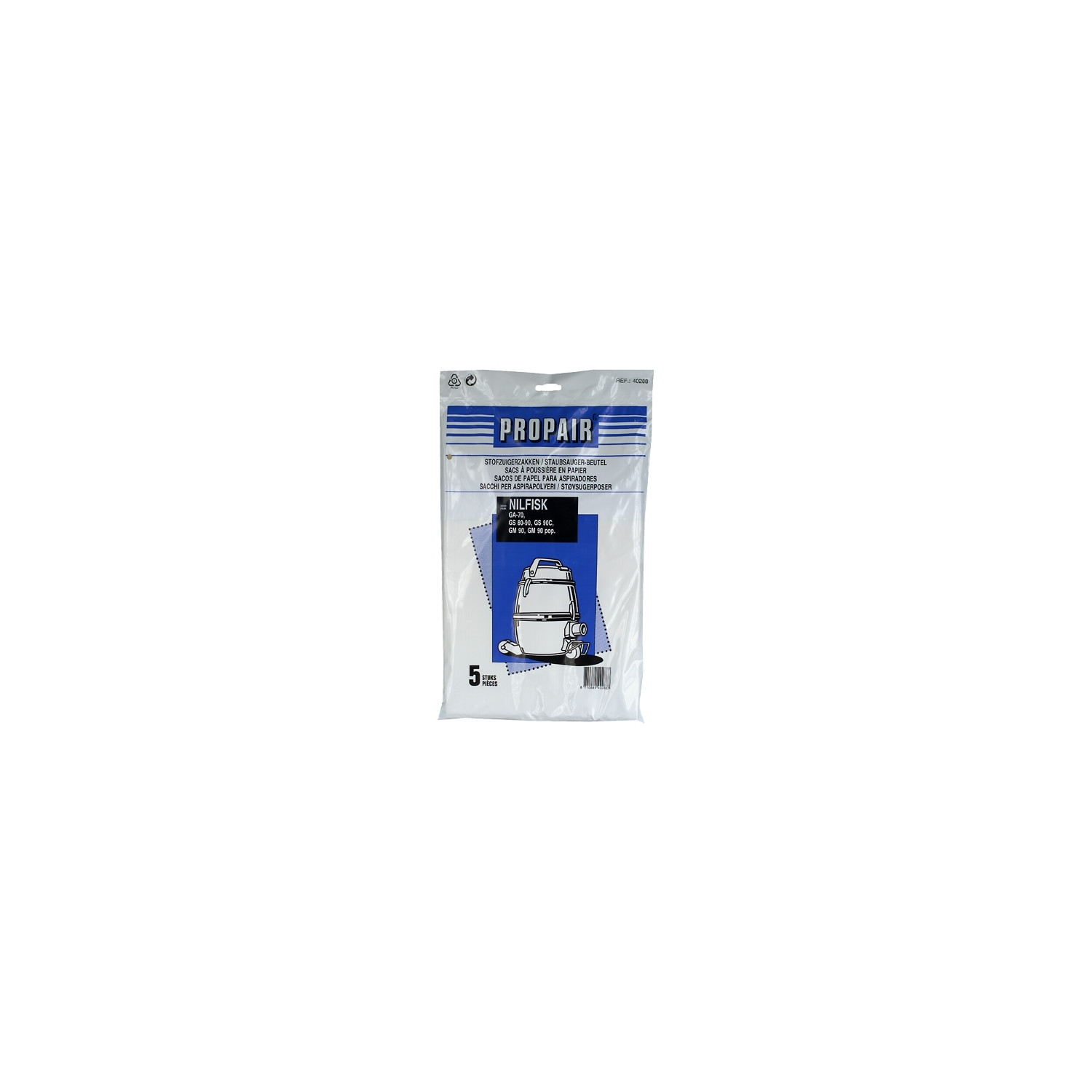 Nilfisk ProPair GS 90 stofzuigerzakken, set van 5 stuks, 8209500