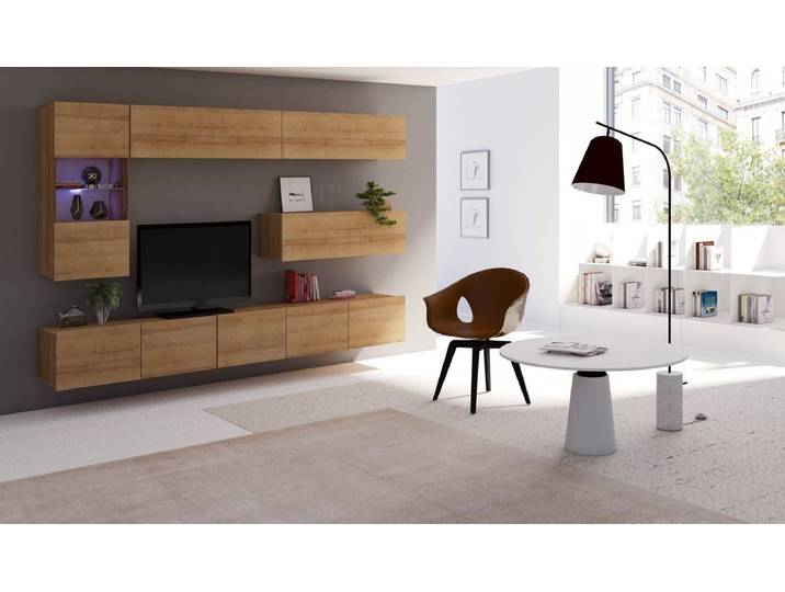 Designer Wohnwand Cezanne mit LED - Holz-Holz - Luxusbetten24
