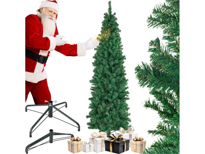tectake® Kunstkerstboom - Levensecht met flexibele takken - Volumineus - Stabiel en eenvoudig te monteren - Kunstkerstboom als kerstversiering - 210cm - 878 takken - groen