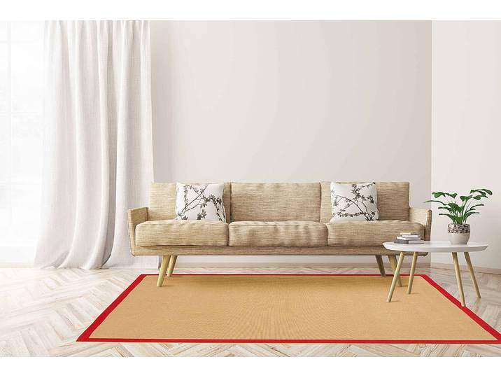 Tapis en jute Bafor Rouge/Rouge 80 x 150cm 100 % jute