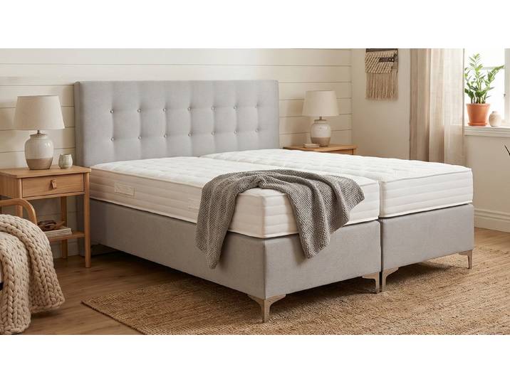 PAARA Boxspringbett mit Matratze mit integriertem Topper - Modell Merida, mit einzigartigem Belüftungssystem