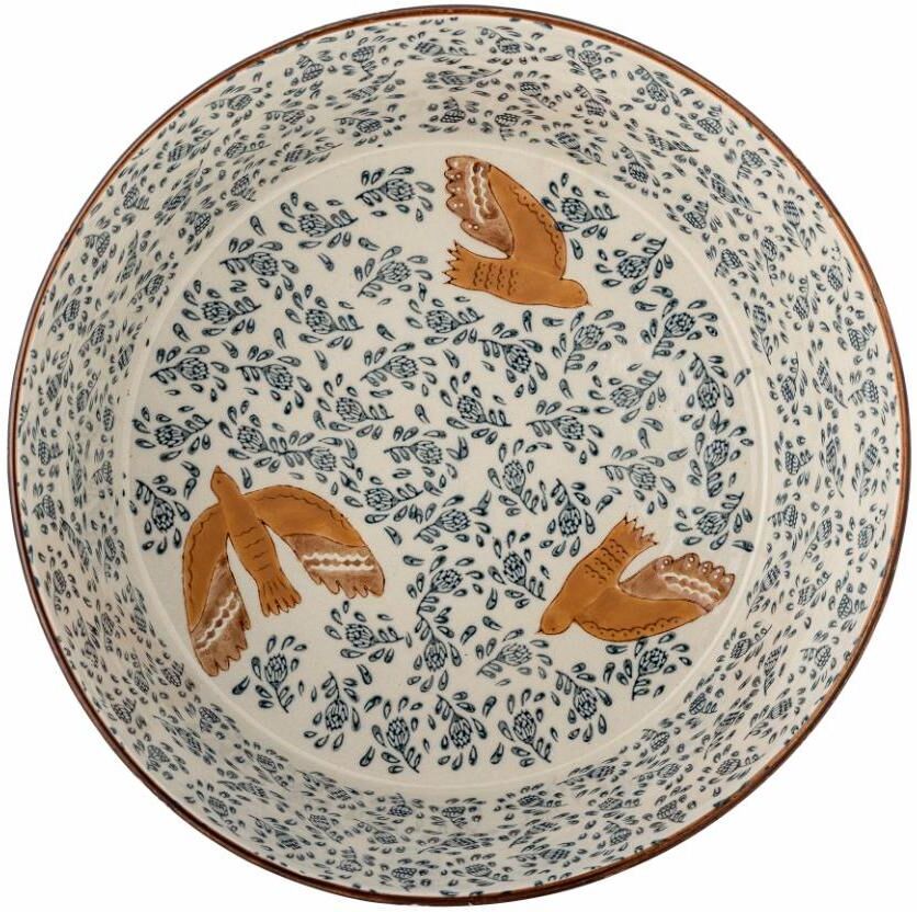 Dessertschale BLOOMINGVILLE "Hezha, Steinzeug, 28 cm", bunt (blau), H:9cm Ø:28cm, Steinzeug, Schüsseln, Dessertschale blau Ø 28cm
