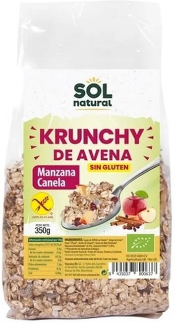 Sol Natural Muesli Krunchy Aveia Maçã Canela Sem Glúten Bio 350g