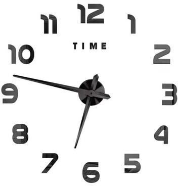 Inspired Living Modern DIY Large Wall Clock Acrylic Mirror Frameless Decor black