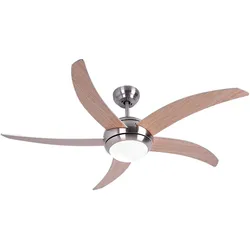 Deckenventilator mit Beleuchtung Sommer Winter Modus Deckenventilator mit Fernbediendung, Flügel wendbar , 3 Geschindigkeitsstufen, 2x E27, DxH 132 x 41 cm