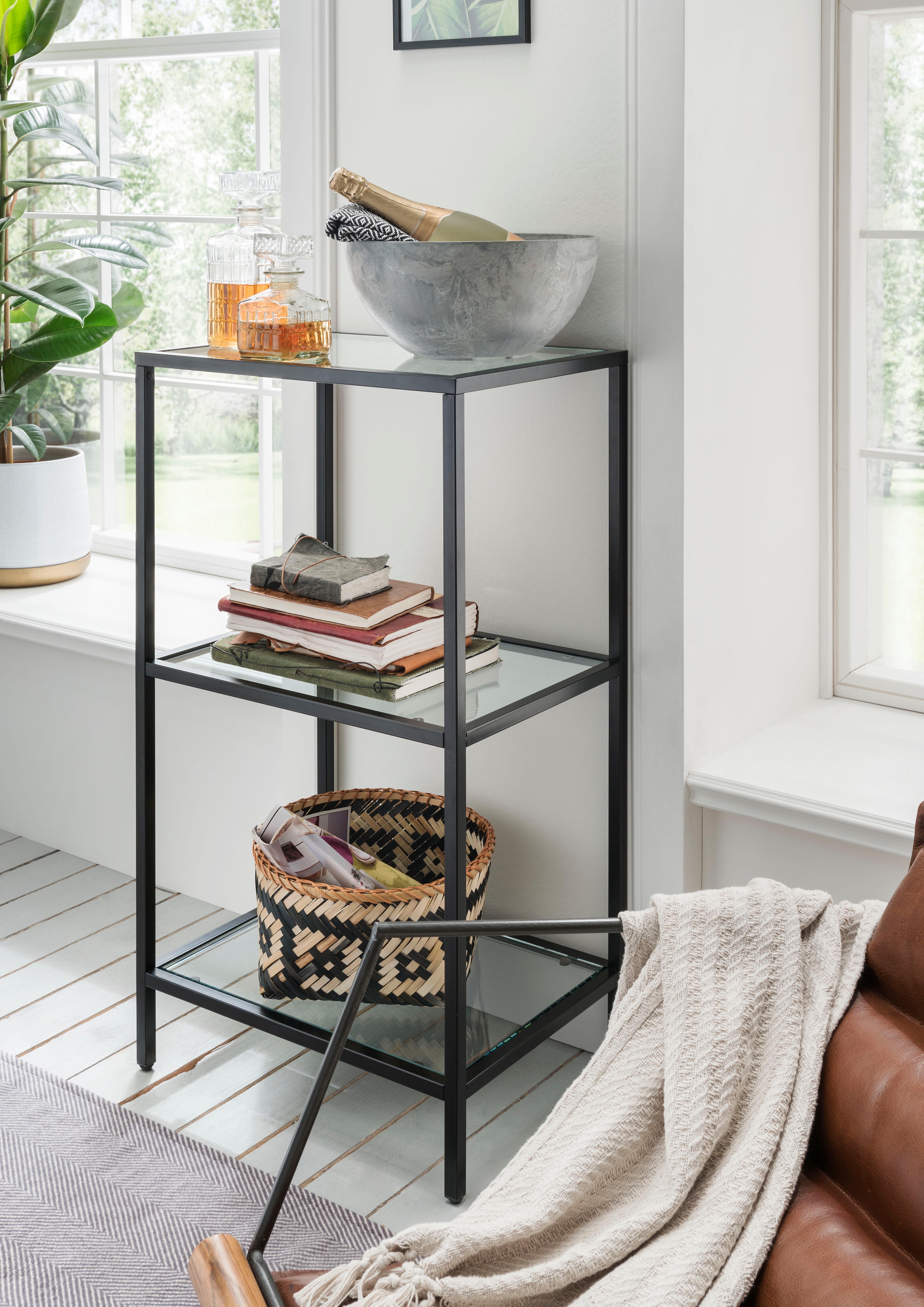Regal PAROLI, schwarz, B:50cm H:93cm T:36cm, Regale, Regal schwarz B/H/T: 50cm x 93cm x 36cm