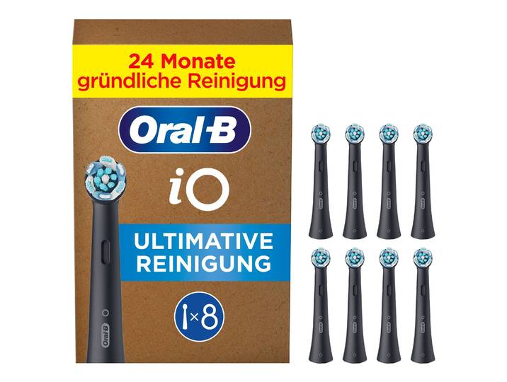 Aufsteckbürsten ORAL-B iO Ultimative Reinigung , schwarz, Zahnbürstenköpfe, 8 Stk., Aufsteckbürsten, Original Aufsteckbürsten für elektrische Oral-B iO Zahnbürsten