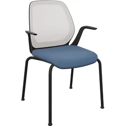 Sedus quarterback 2  Besucherstuhl mit Netzrücken stapelbar (Box) - Era Range azurblau (CSE42) / Naturweiß (M6A) / Schwarz (103)