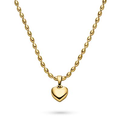 Kette mit Anhänger TAMARIS "Schmuck Geschenk Edelstahl Halskette Tiny Steel Heart, Herz", gold (gelbgoldfarben), Halsketten, Damen, Edelstahl, L: 45 B: 2mm, B:2mm