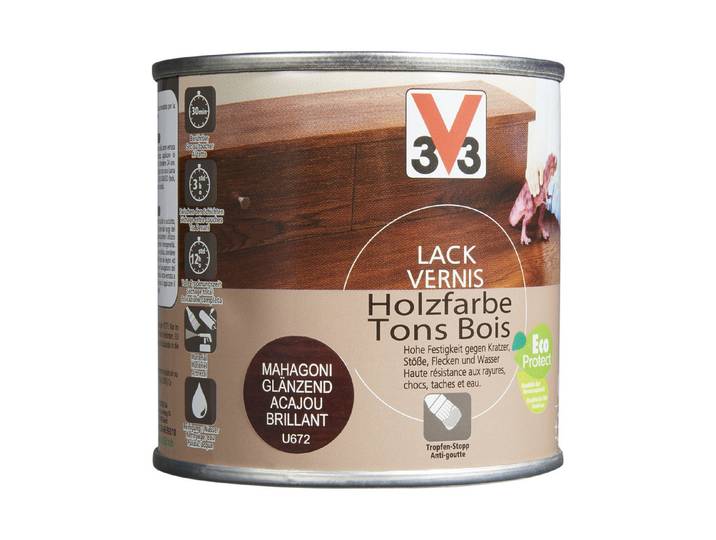 V33 lack Holzfarbe Mahagoni Glanz 250 ml
