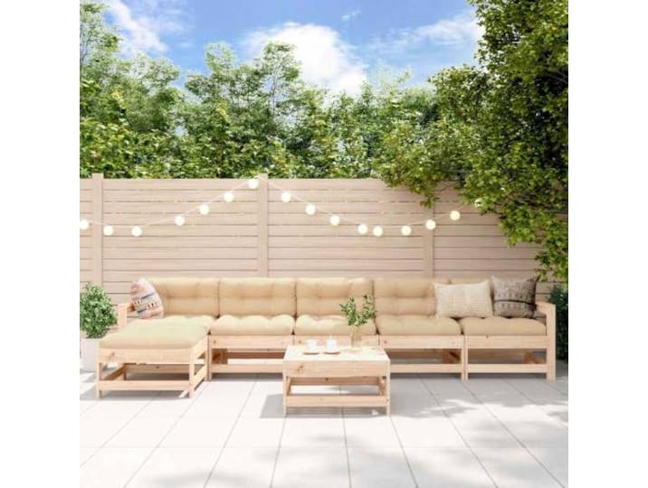 WDGJJFECNMUEHI Lattes en Bois massif Modulable Pour terrasse Brun 7 Pieces Salon de jardin 7 pieces Bois de pin massif modulable avec 3 canapes 2 angle et 2 repose-pieds pour patio terrasse exterieur