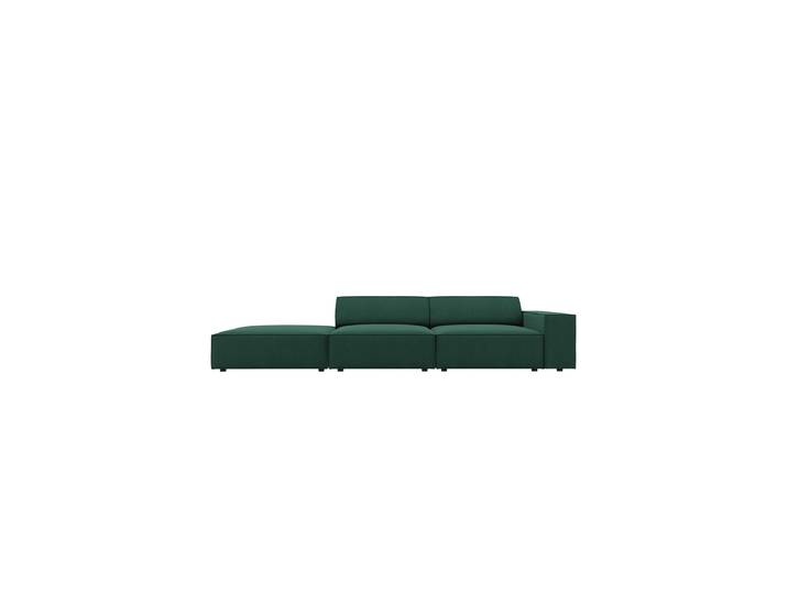 3-Sitzer Designsofa „Jodie“ mit abgerundetem Ottomane Strukturstoff Grün Chosen by Bloomingloft