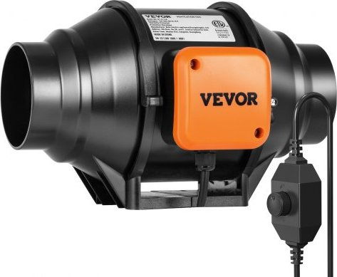 VEVOR Inline Kanaalventilator met Variabele Snelheidsregelaar, 30,48 cm, Zwart