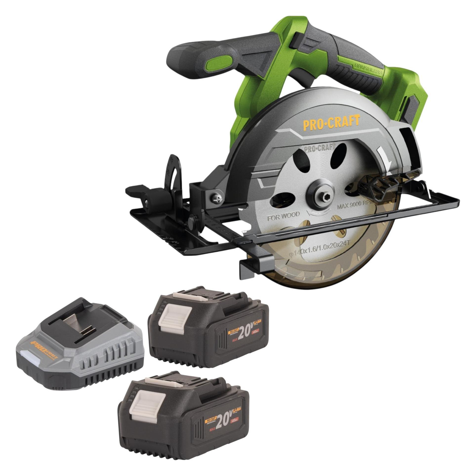 Procraft PCA32-BB Akku Handkreissäge 20 V 165 mm Brushless + 2x Akku 4,0 Ah + Ladegerät (PCA32-BB)