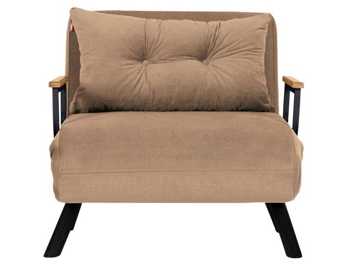 Funktionaler Sessel Foldbar Stoff hellbraun ausziehbar B 78 cm T 60 cm H 78 cm - Material: Polyester - Sessel