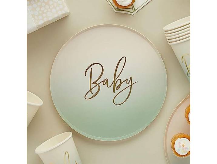 8 salie groene baby borden, baby shower party, baby shower, groene doop platen, mama to be partij borden