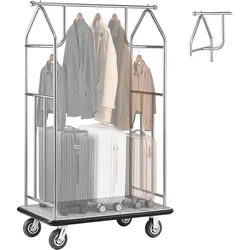 VEVOR Hotelgepäckwagen, 362 kg Tragkraft, Edelstahl-Gepäckwagen, Kofferwagen, Pagenwagen mit grauem Teppichboden und 15 cm großen Gummirädern, ideal für Hotels, Eigentumswohnungen, Resorts, Silber