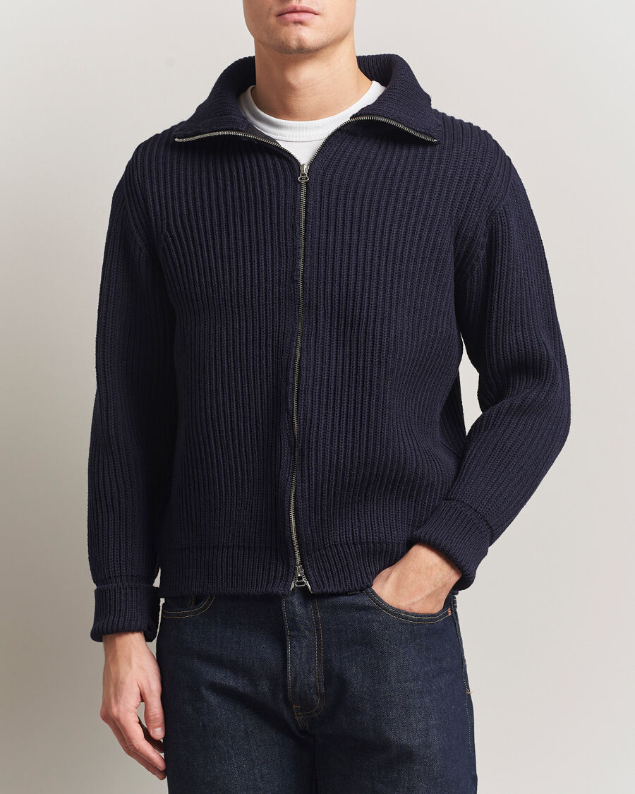 Peregrine Fisherman Merino Zip Cardigan Navy men S Blå