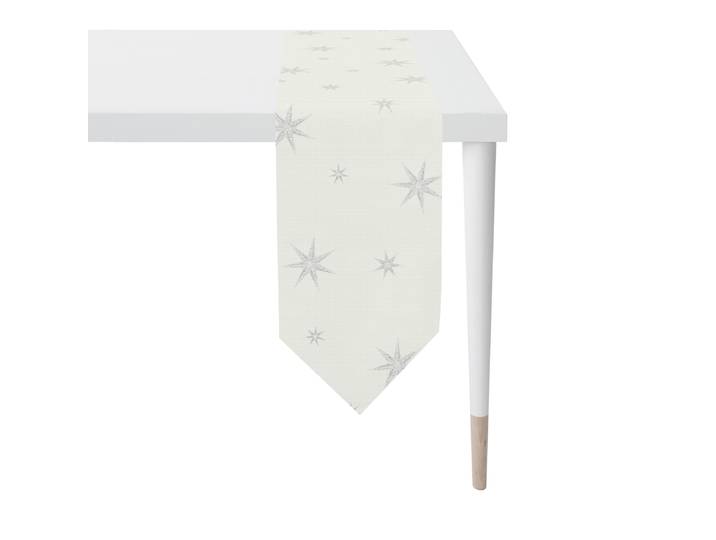 Chemin de table X-Mas Glam type A 21 x 175cm Blanc/Blanc