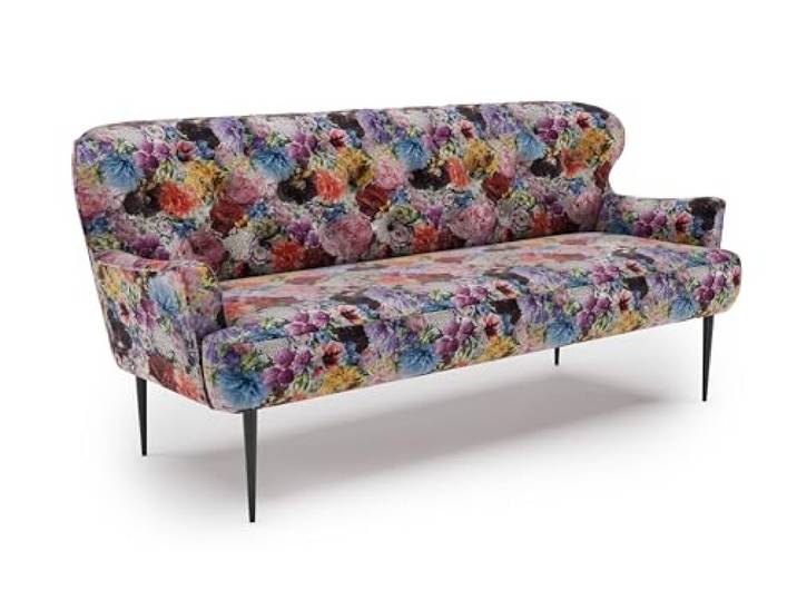 CAVADORE Amba Canapé de Cuisine 3 Places Banc Tendance pour Cuisine ou Salle à Manger / 193 x 97 x 87 / Jacquard Tissage Plat : Motif Floral Rouge