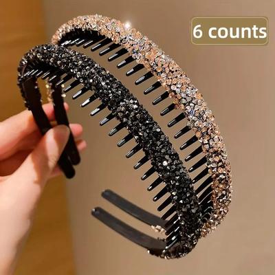 Inspired Living SparkleSoft Childrens Non Slip Rhinestone Toothed Headbands (26 Pack) 6pcs