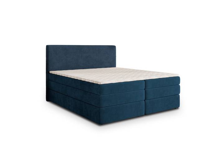 BOXSPRINGBETT MATERN 140x200 cm mit Matratze und Topper - Blau