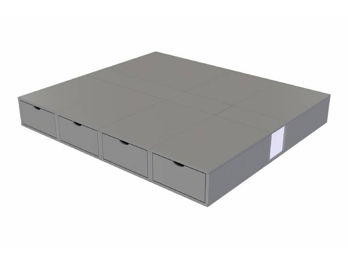 Lit double avec rangement tiroirs Cube - 160x200 160x200 Gris