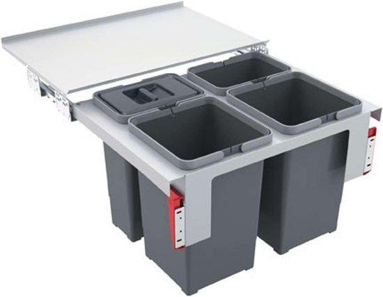 Famanu Abfallklassifikator Grau 56,2 x 39,9 x 36,0 cm - 4-Fach Trennung, 40 Liter Volumen