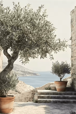 Inspire Curations Retro Olive Tree & Lemon Canvas Poster Vintage Botanical Kitchen & Home Wall Art 2507291233 20x30cm