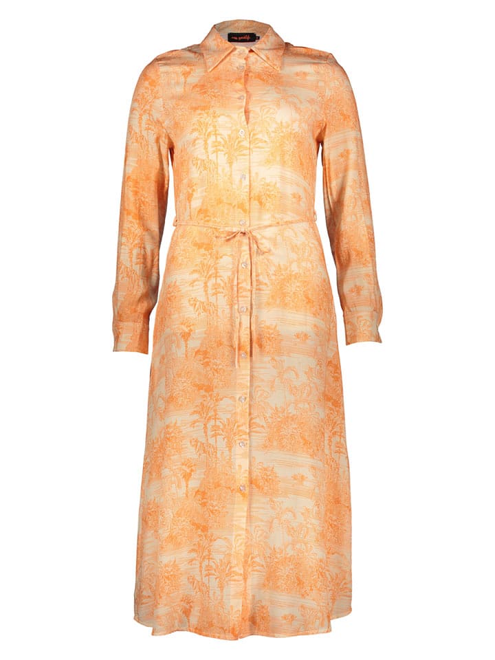 miss goodlife Kleid "Palm Paradise" in Orange/ Creme - M