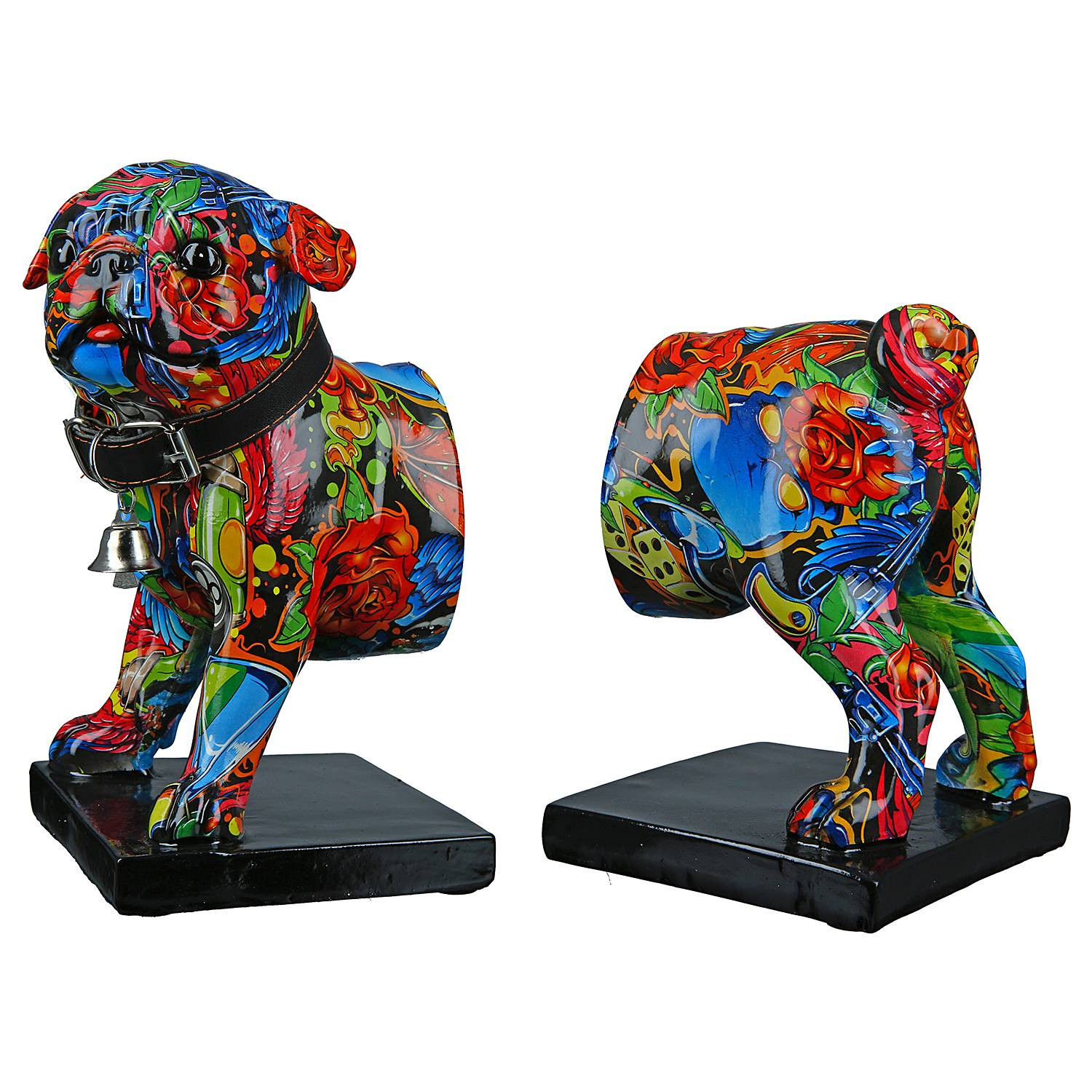 home24 Boekensteun Mops Street Art, Meerdere Kleuren, B: 23 cm, D: 20 cm, H: 12 cm