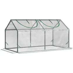 STILVORA Foliengewächshaus Frühbeet 120x60x60 cm Transparent mit aufrollbaren Fenstern, wasserdicht UV beständig, stabiles Stahlgestell für Pflanzen