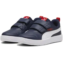 PUMA Courtflex V3 Sneaker mit Klettverschluss Kinder 03 - PUMA navy/PUMA white/PUMA red 35