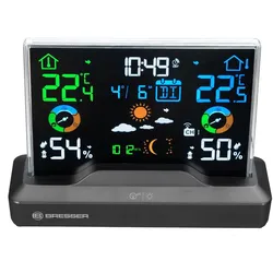 Bresser Funk-Farbwetterstation mit Aussensensor, Wetterstation, Schwarz